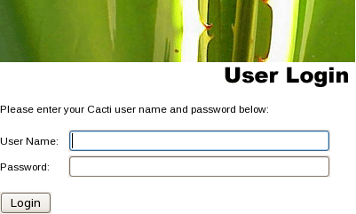 Bildschirmkopie Cacti Benutzer Anmeldung