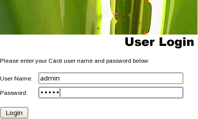 Bildschirmkopie Cacti Benutzer Erstanmeldung