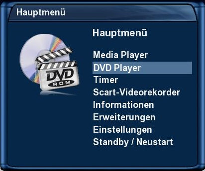 Dreambox DM 7025+ - Hauptmenü - DVD Player