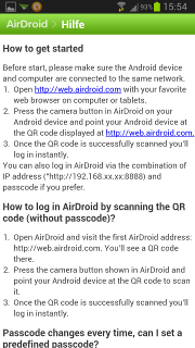 App - Airdroid - Werkzeuge - Hilfe