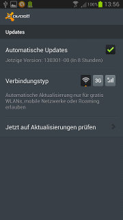 app - avast! - Einstellungen - Updates - Personalisiert