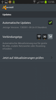 app - avast! - Einstellungen - Updates - Standard