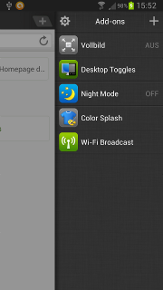 App - Dolphin Browser - Add on - Desktop Toggles - Desktop Anzeige