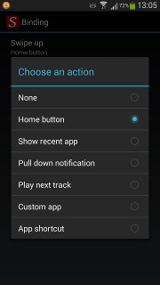 App - Swipe Home Button - Einstellungen - Binding (Gestenbedeutung/einstellungen) - Auswahl