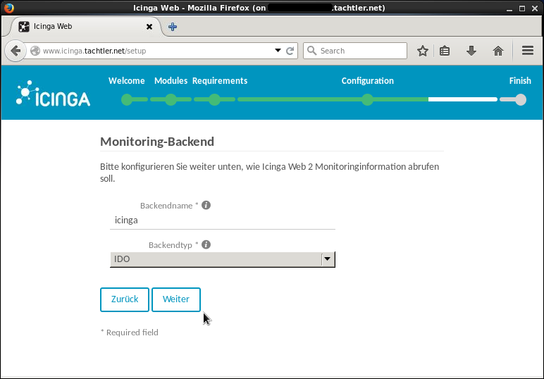 Icinga Web 2 - Setup Monitoring-Backend