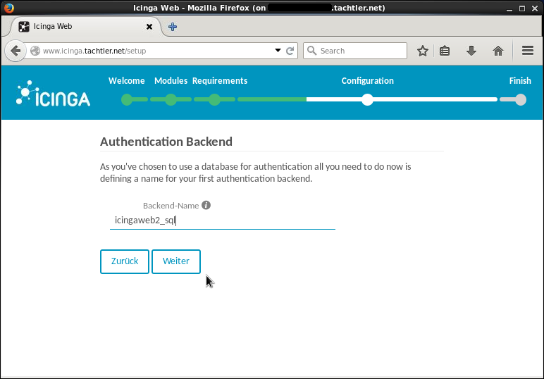 Icinga Web 2 - Setup Configuration - Authentication Backend