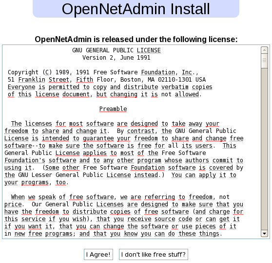 OpenNetAdmin - Lizenz