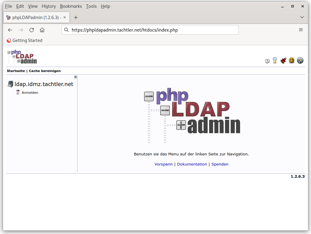 phpLDAPadmin - Startseite