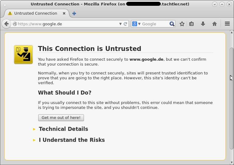 Mozilla Firefox Browser - This Connection is Untrusted