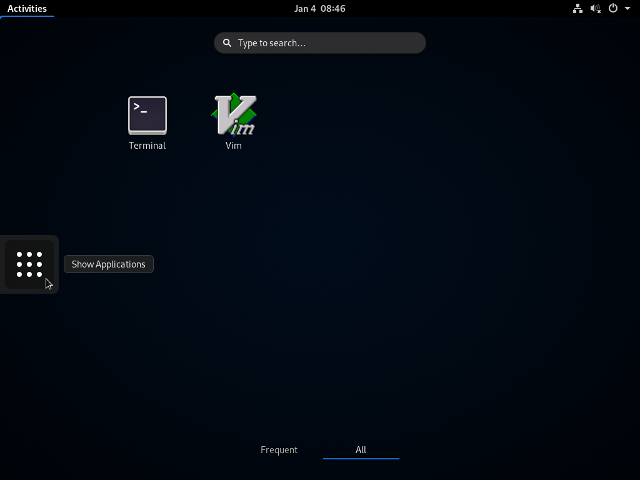 ArchLinux - GNOME - Activities App-Screen - bereinigt