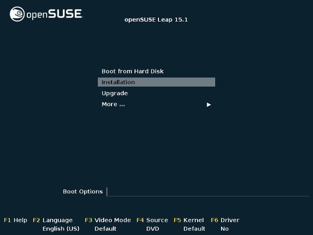 openSUSE Leap 15.1 - DVD - Boot