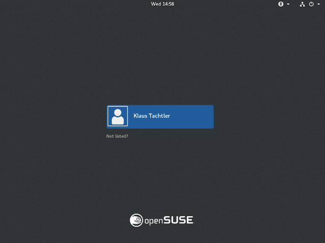 openSUSE Leap 15.1 - DVD - Anmeldebildschirm