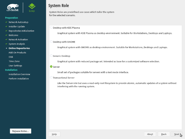 openSUSE Leap 15.1 - DVD - Rolle des Systems