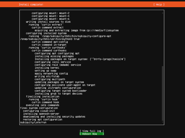 Ubuntu Server LTS 20.04 LTS - DVD - Installation - Neustart