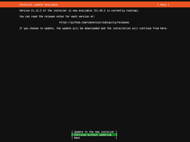 Ubuntu Server LTS 20.04 LTS - DVD - Installationsprogramm auswählen