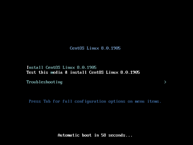 CentOS 8 - DVD - Boot