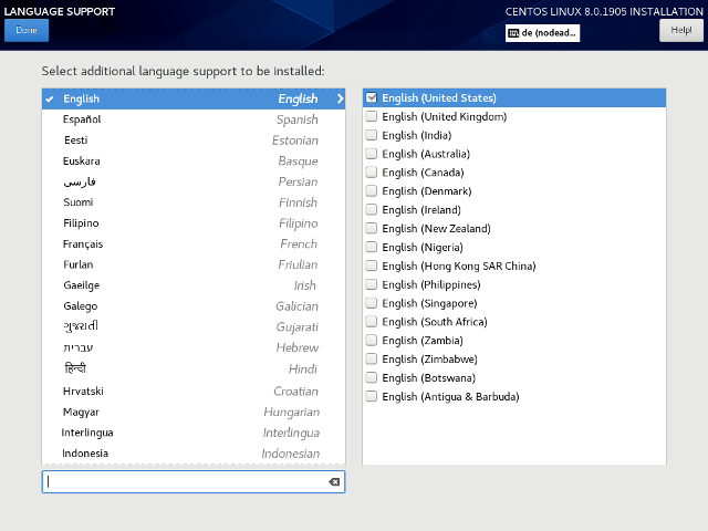 CentOS 8 - DVD - Language Support