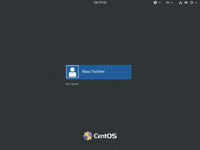CentOS 8 - DVD - Anmeldebildschirm