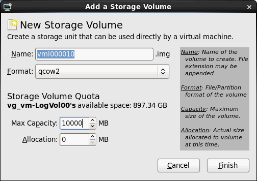 New VM - Schritt 4 - Browse... - New Storage