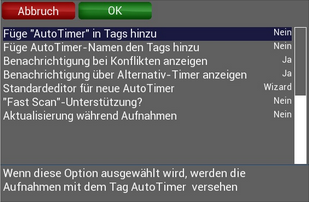 
Vu+ Duo² - Autotimer - Hauptmenü - MENU-Taste - Einstellungen - Seite 2