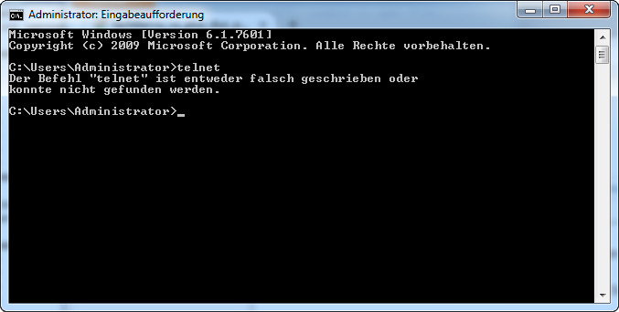 VU+ (VU Plus) Duo² - Windows7 - Start - Zubehör - Eingabeaufforderung - telnet